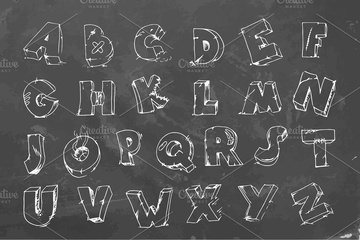 Cracked font on chalkboard