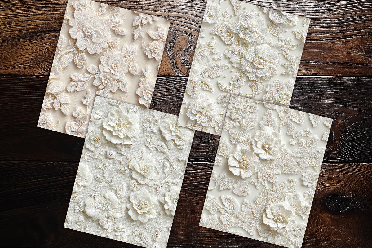 Ivory Floral Lace Scrapbook Paper, a Background Graphic by V Design Creator (Photo 10 of 12)