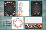 Watercolor seafood collection., a Food Illustration by Elena Medvedeva (Thumbnail 3 of 5)