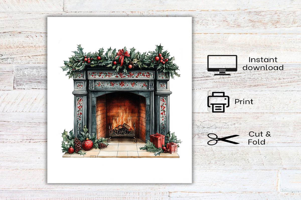 Watercolor Moody Christmas Clipart, an Illustration by Canvas Craft (Photo 8 of 8)