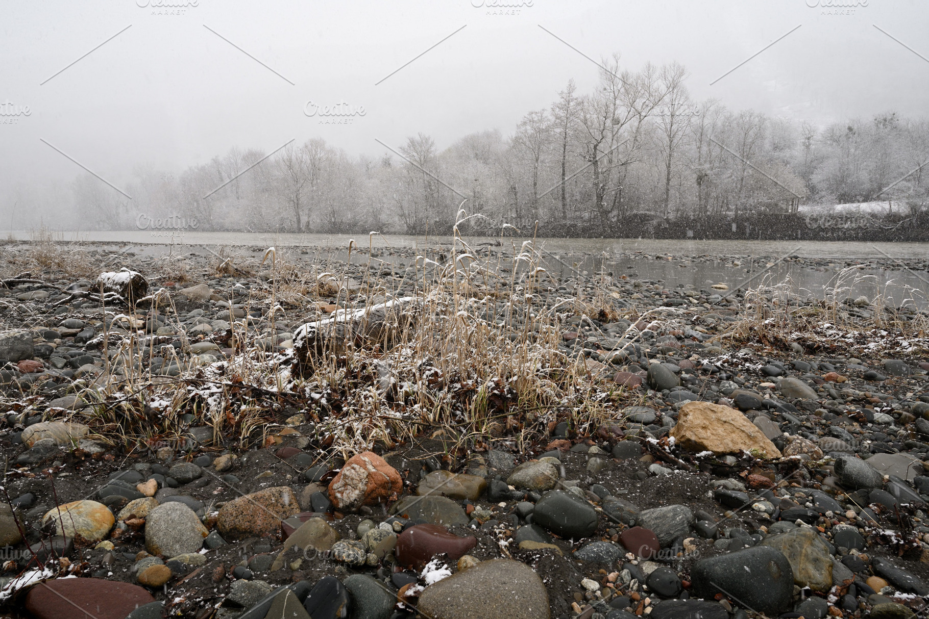 Winter landscape with river, a Nature Photo by Anatoliy Sadovskiy