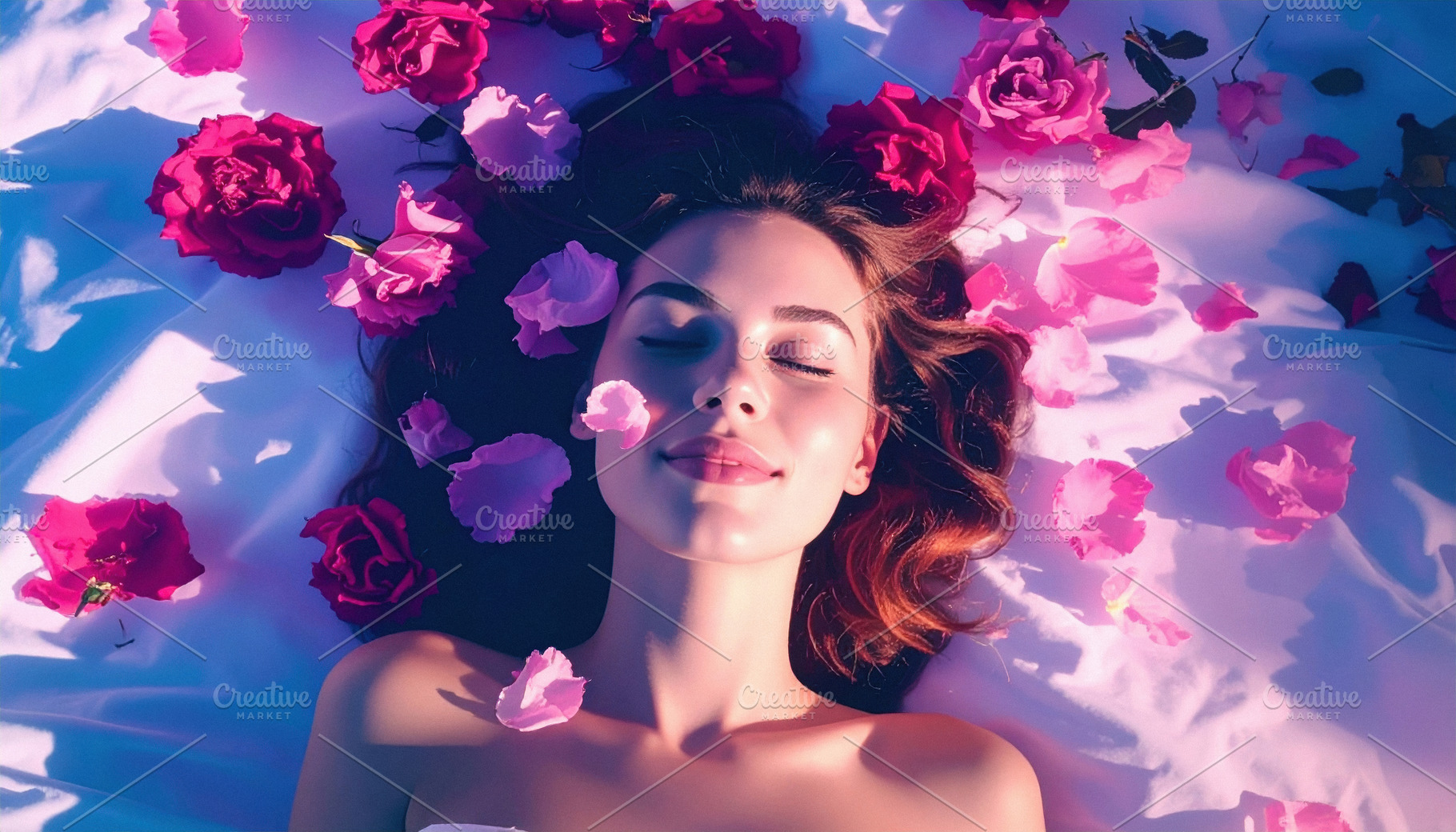 Dreamy Woman Surrounded by Roses, a Holiday Photo by Davizro's Market