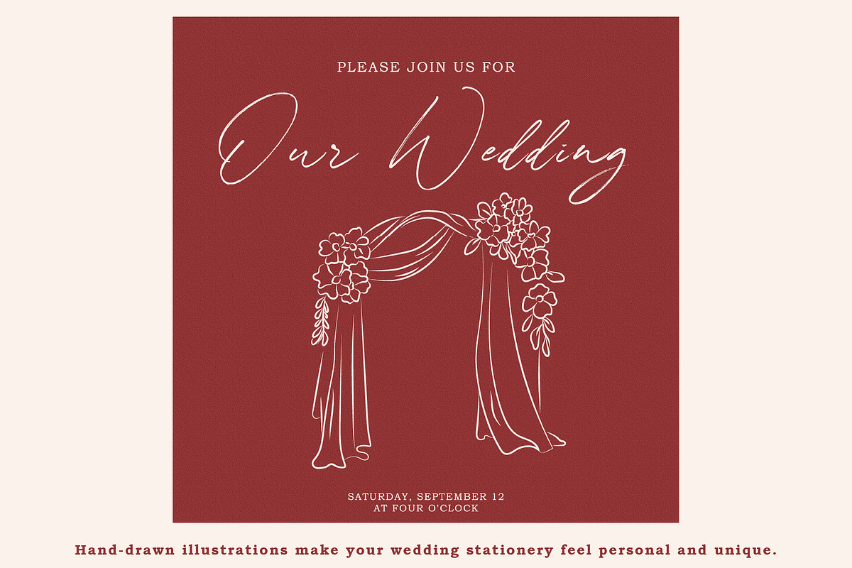 Hand Drawn Wedding Illustration Set, an Outline Icon by OREHOVKA (Photo 3 of 3)