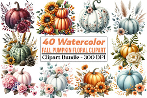 Watercolor Fall Pumpkin Floral, an Illustration by DreamCafeArt