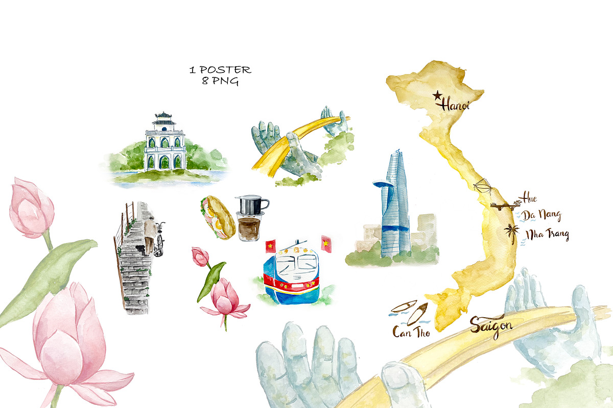 Watercolor - VIETNAM POSTER, a Decorative Illustration by bylin_illustration (Photo 3 of 3)