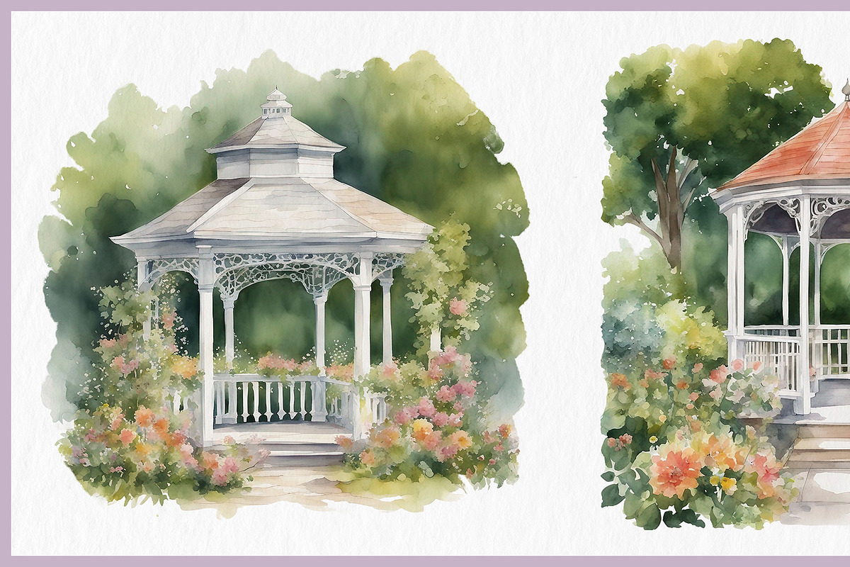 Garden Gazebo PNG Clipart Bundle, a Decorative Illustration by Digital Dreamscaping (Photo 10 of 10)
