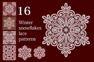 16 Winter Snowflakes Lace Patterns.