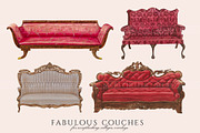 Vintage Couch & Sofa Clipart, an Illustration by Secret Helper (Thumbnail 2 of 5)