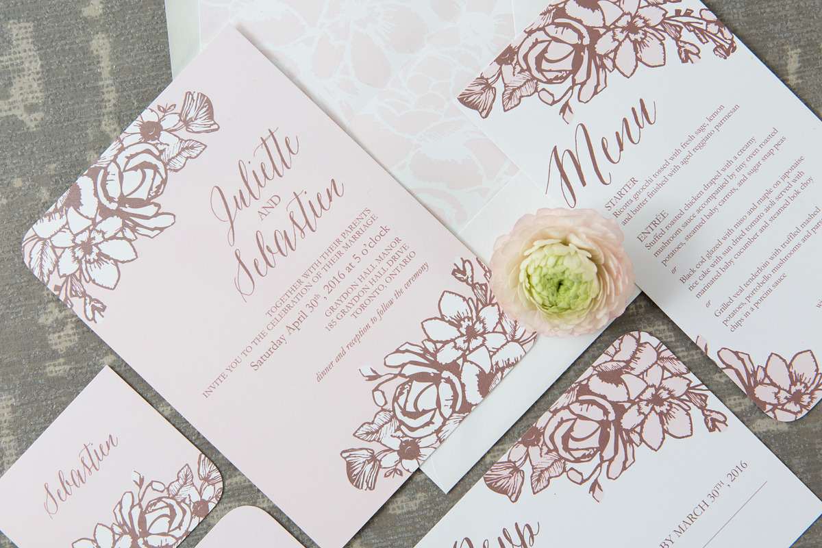 Rose Gold Floral Wedding Suite, an Invitation Template by Laura K Invitations (Photo 1 of 5)