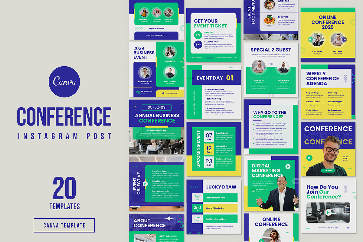 Conference Social Media Post Canva, a Social Media Template by Pixelpick (Photo 1 of 5)