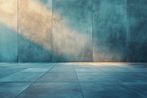 Contemporary Space with Textured Blue Wall and Sunlight, an Abstract Photo by Natalia Klenova's Shop