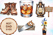 Watercolor Rustic Father's Day PNG, a Seasonal Illustration by Canvas Craft (Thumbnail 2 of 8)