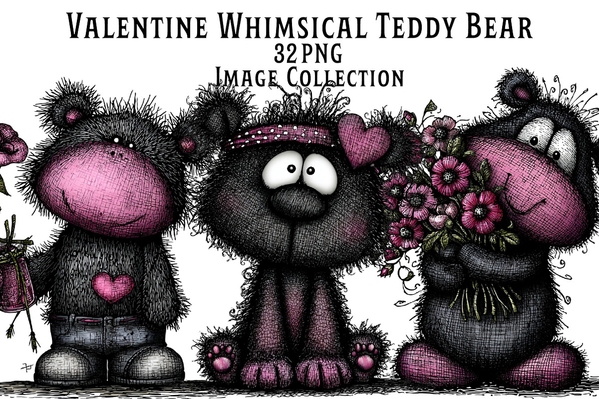 Valentine Whimsical Teddy Bear PNG, an Illustration by Dream Creation (Photo 1 of 8)