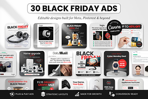 30 Black Friday Static Ad Templates, a Social Media Template by DigiPax