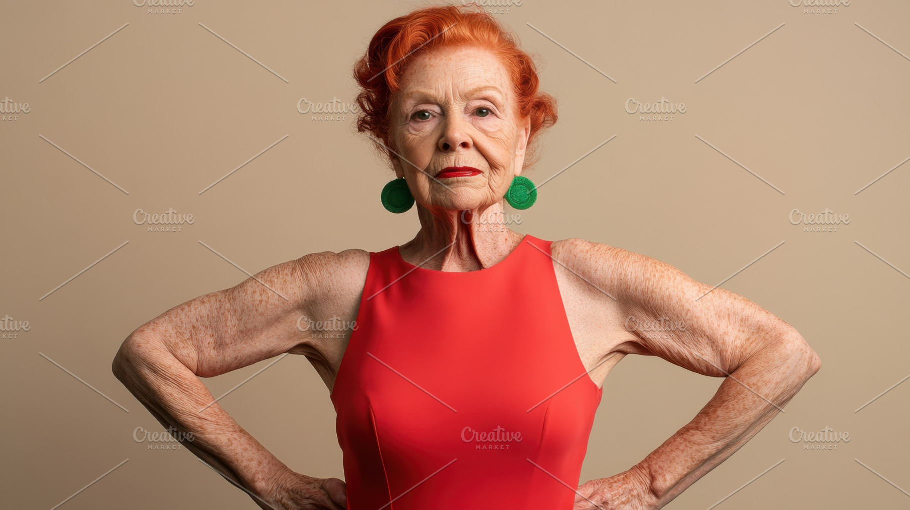 Confident senior woman poses, a Photo by Beautiful things