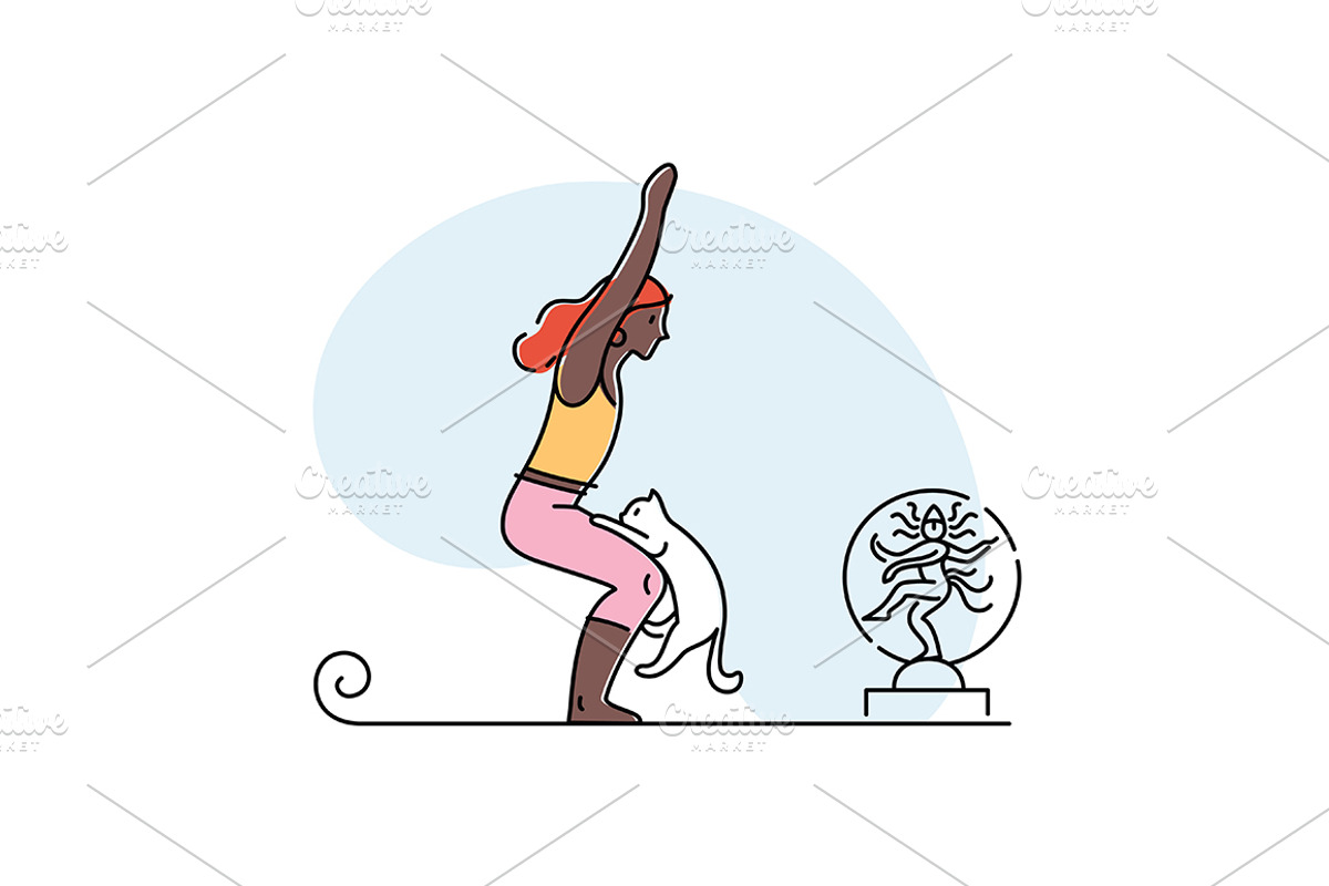 Yoga practice & cat illustration set, a Healthcare Illustration by tetiana.svirska (Photo 15 of 17)
