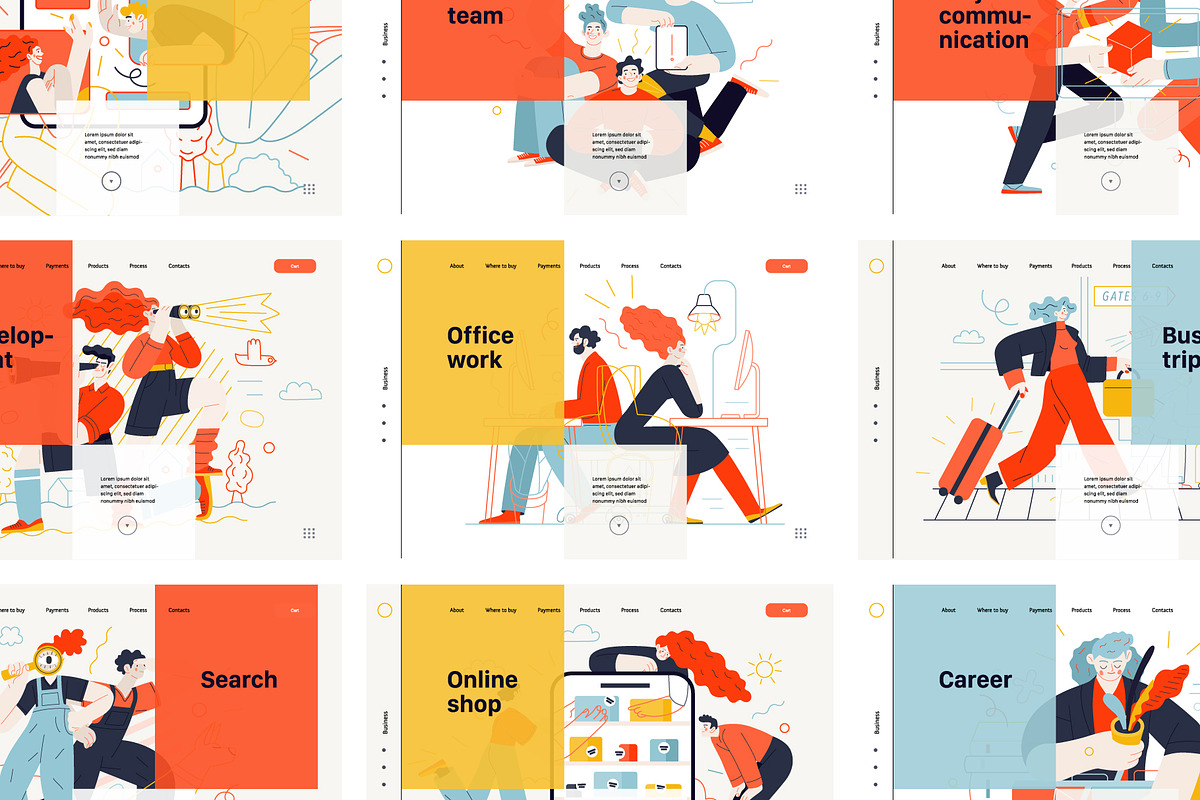 Company, flat web illustrations, a Templates & Theme by Grivina's shop (Photo 25 of 27)