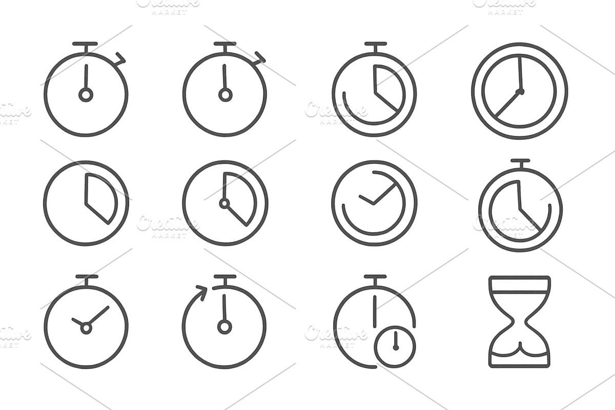 Various clock and timer icons, an Object Illustration by ZinetroN