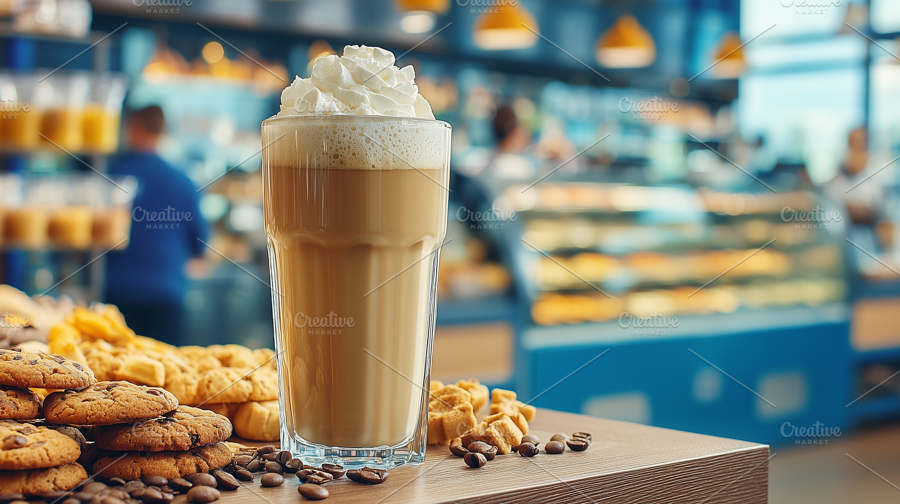 Tall glass of creamy coffee, a Food & Drink Photo by MistyDay