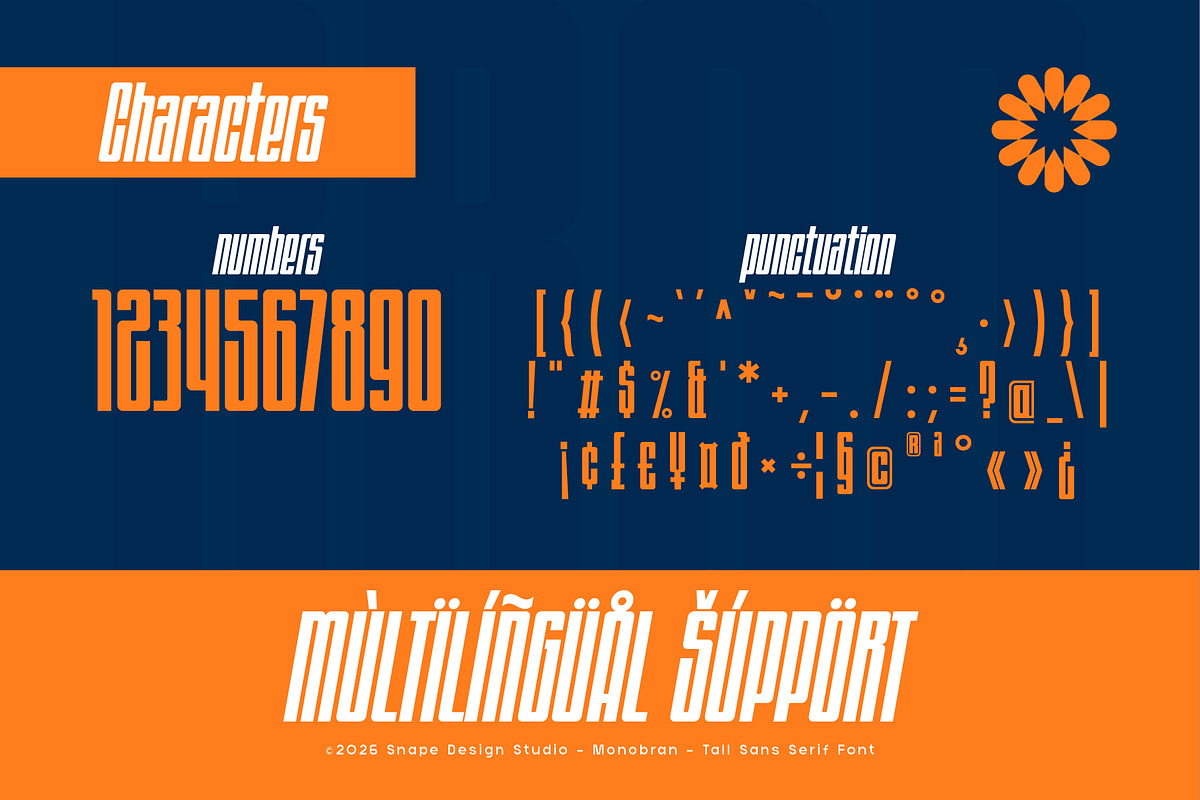 Monobran - Tall Sans Serif Font, a Sans Serif Font by Snape Design Studio (Photo 4 of 12)
