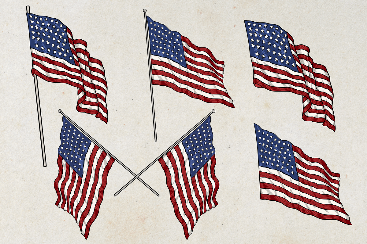 American Flag Vector Set, an Object Illustration by Kusumaillustration (Photo 1 of 7)