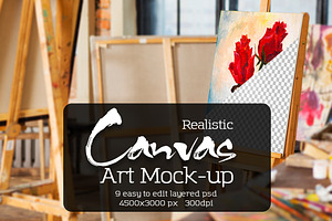Art Canvas Realistic Gallery Mock-Up