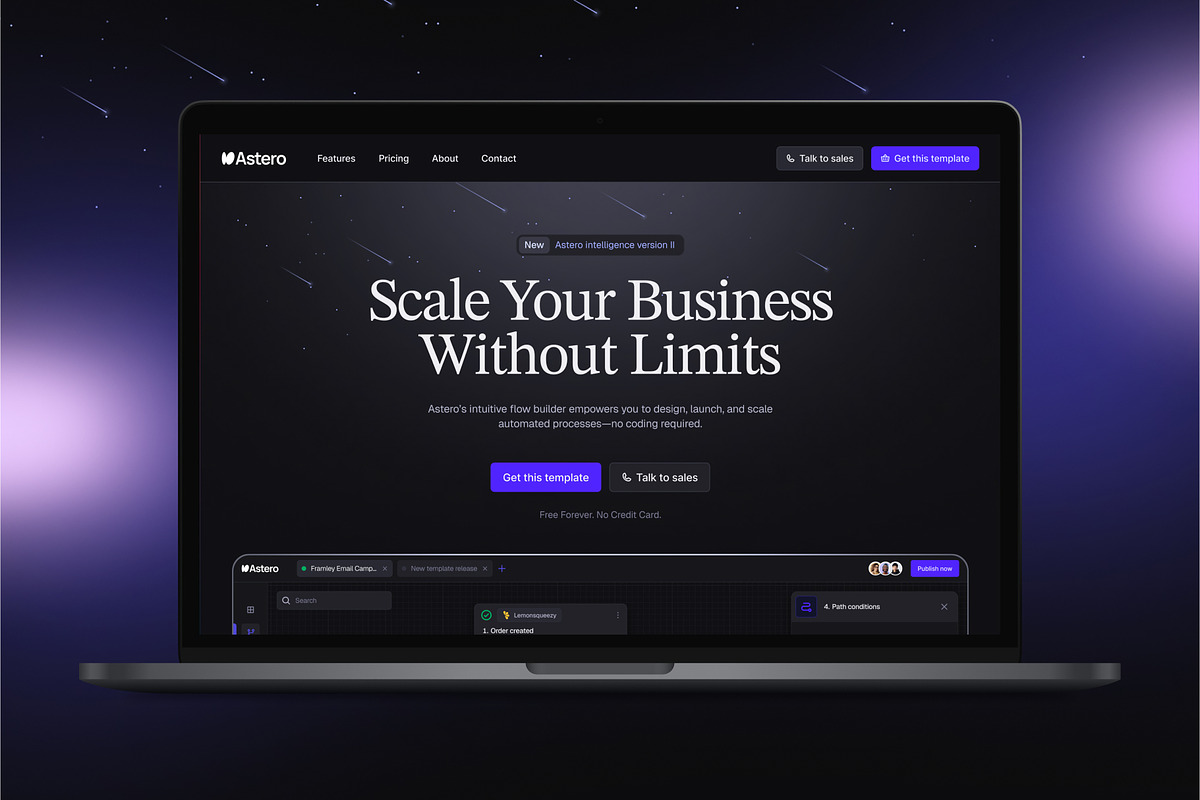 Astero – Framer template for SaaS, a Landing Page Template by Framley (Photo 1 of 4)