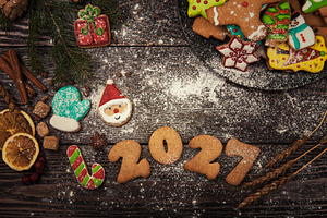 Overhead view of decorated Christmas