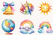 Pastel Cute Back to School Clipart, a Seasonal Illustration by Designworld (Thumbnail 3 of 11)