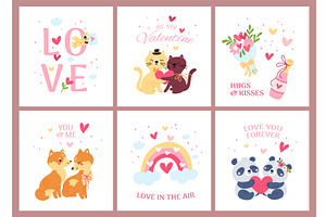 Cute animals cards. Valentine day, an Object Illustration by YummyBuum