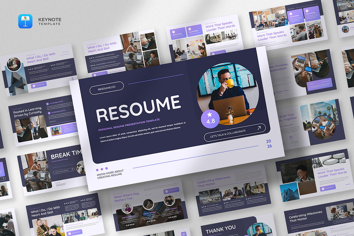Resume & Portfolio Keynote Template, a Presentation Template by fluffstudio (Photo 1 of 4)