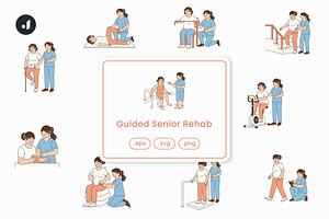 Guided Senior Rehab Illustration, an Object Graphic by Jump Studio