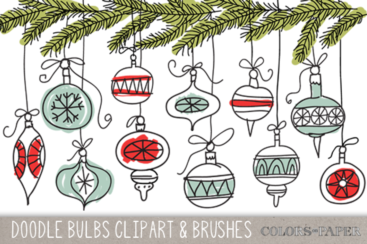 Hand Drawn Bulbs Clipart and Brushes, a Decorative Illustration by Colors on Paper (Photo 1 of 5)