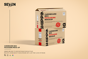 Cardboard Box Packaging Mockup Set