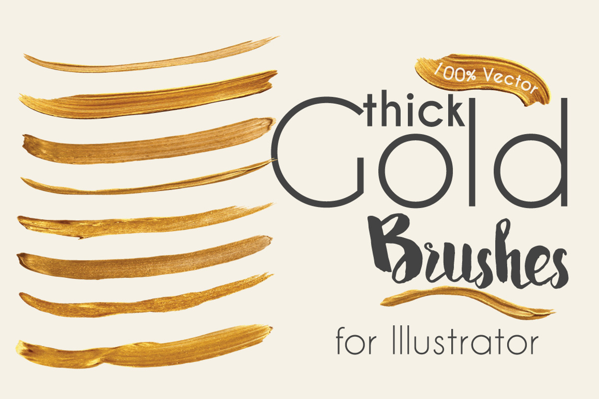 Gold Paint Brushes for Illustrator, a Brush Add-On by Transfuchsian (Photo 1 of 4)