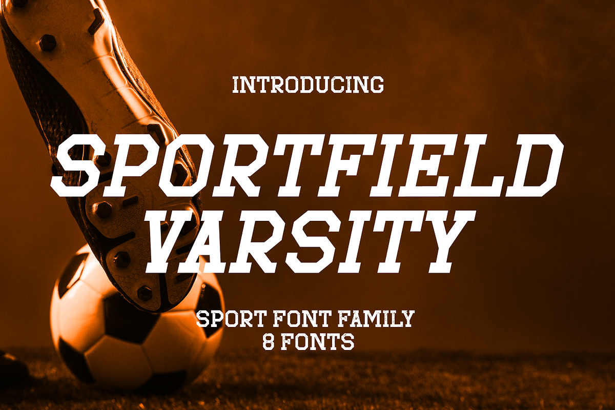 Sportfield Varsity - 8 Fonts, a Font by Randi Irvan | Rvandtype (Photo 1 of 8)