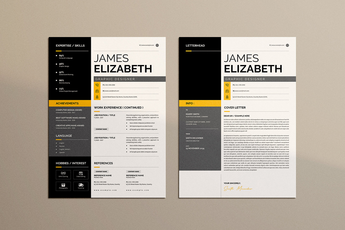 Modern Resume Template CV Letterhead, a Resume Template by NorthPeak (Photo 3 of 6)