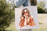 Watercolor Summer Girl Clipart PNG, an Illustration by Canvas Craft (Thumbnail 6 of 7)