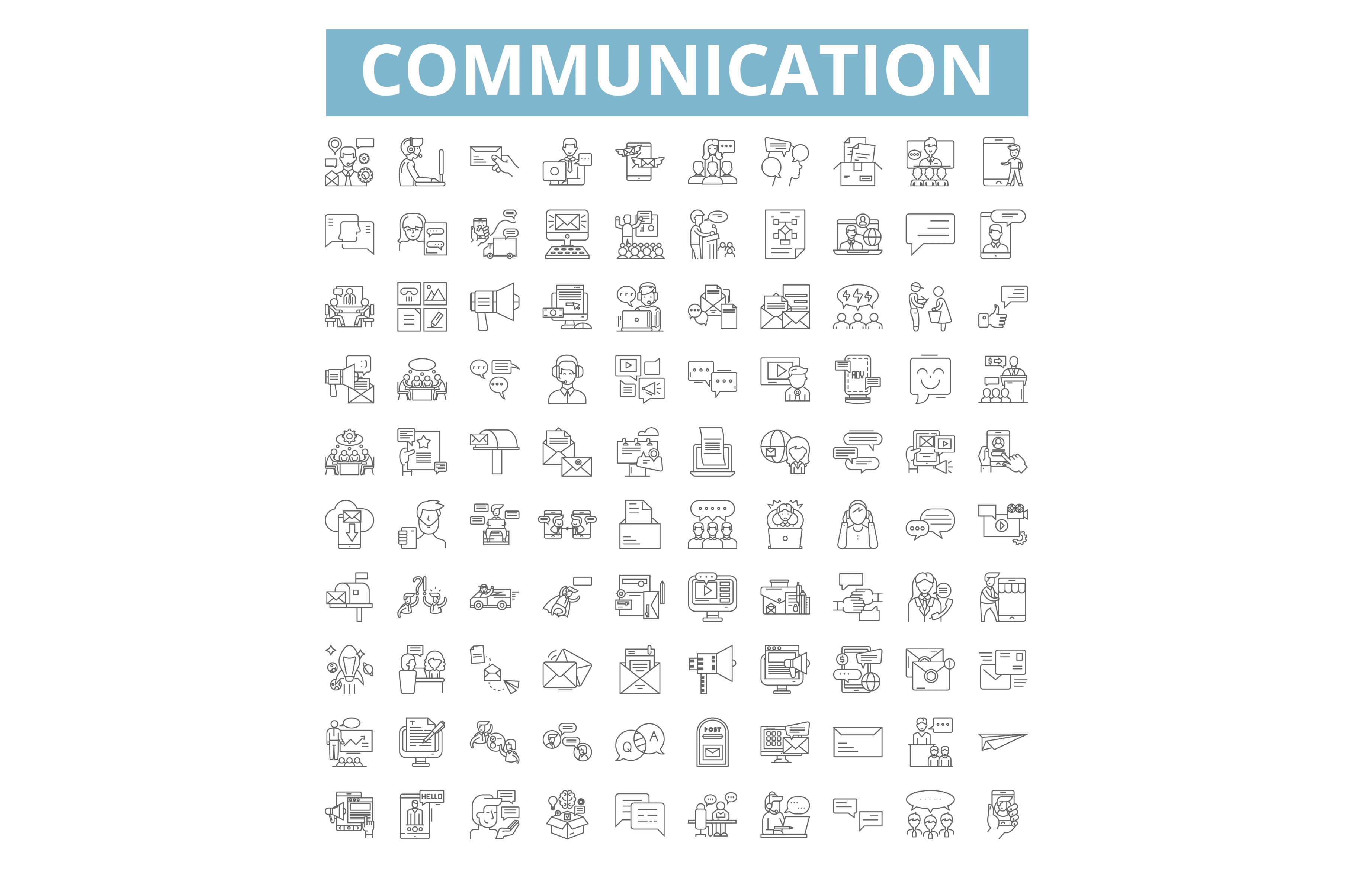 Communication concept icons, line, a Person Illustration by urban icon