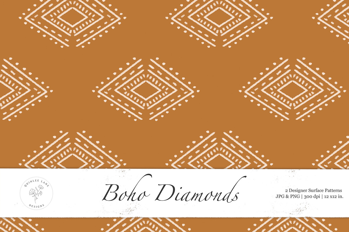 Boho Diamonds Surface Pattern, a Pattern Graphic by Quinn Lane Designs (Photo 1 of 5)