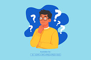 Thinking & Questioning Illustration, a Person Illustration by Partikusi Design (Thumbnail 1 of 3)