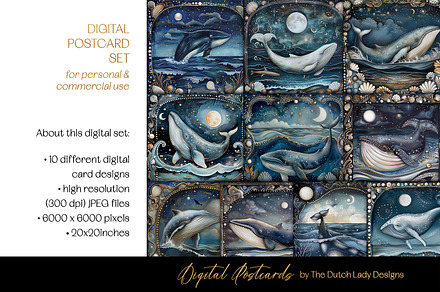 Whales Of The Magic Ocean Cards, an Animal Illustration by The Dutch Lady Designs