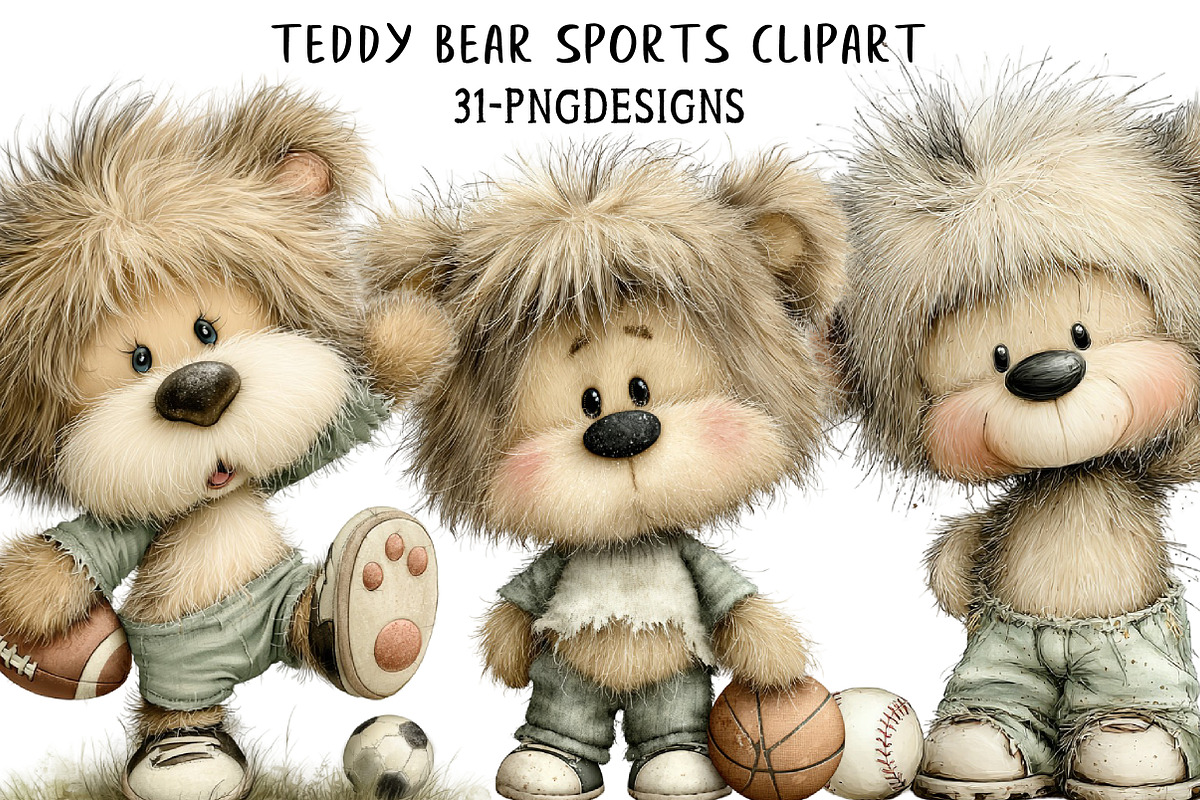 Teddy Bear Sports Clipart, an Illustration by Daily.Designs (Photo 1 of 7)