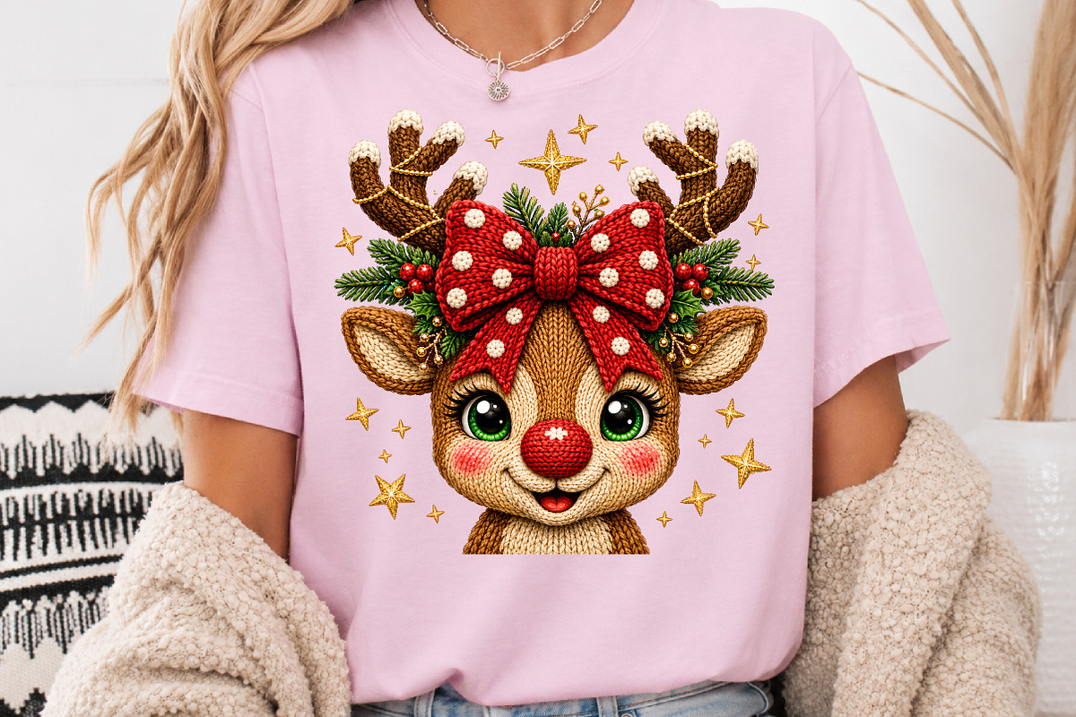 Crochet Reindeer Bow Christmas PNG, a Seasonal Illustration by Rose Art (Photo 3 of 4)