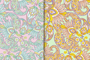 2 Paisley Asian floral patterns