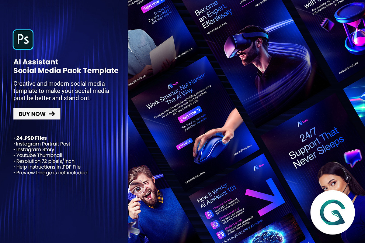 AI Assistant Social Media Template, a Social Media Template by Geelator Studio (Photo 1 of 4)