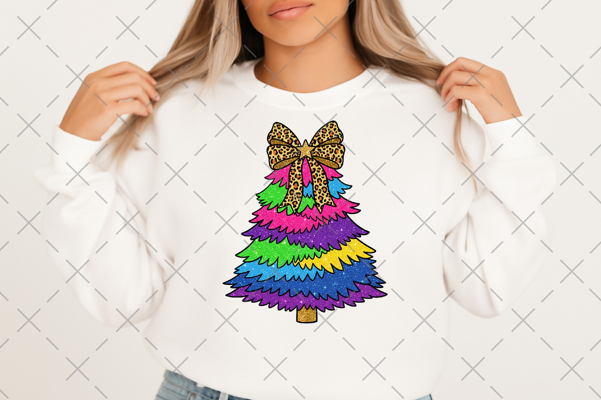 Rainbow Glitter Christmas Tree PNG, an Illustration by Craft Nest (Photo 2 of 6)