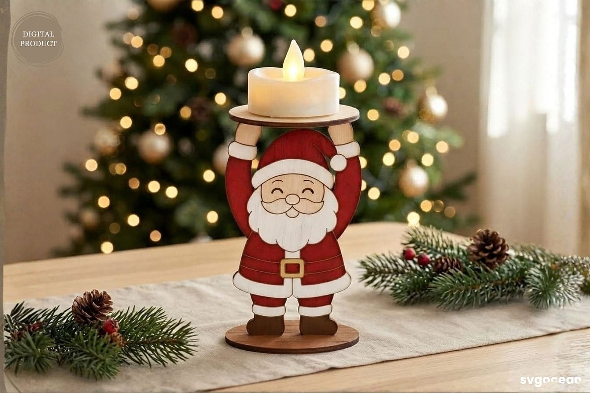 Christmas Character Candle Holders, a Decorative Illustration by svgocean (Photo 9 of 14)