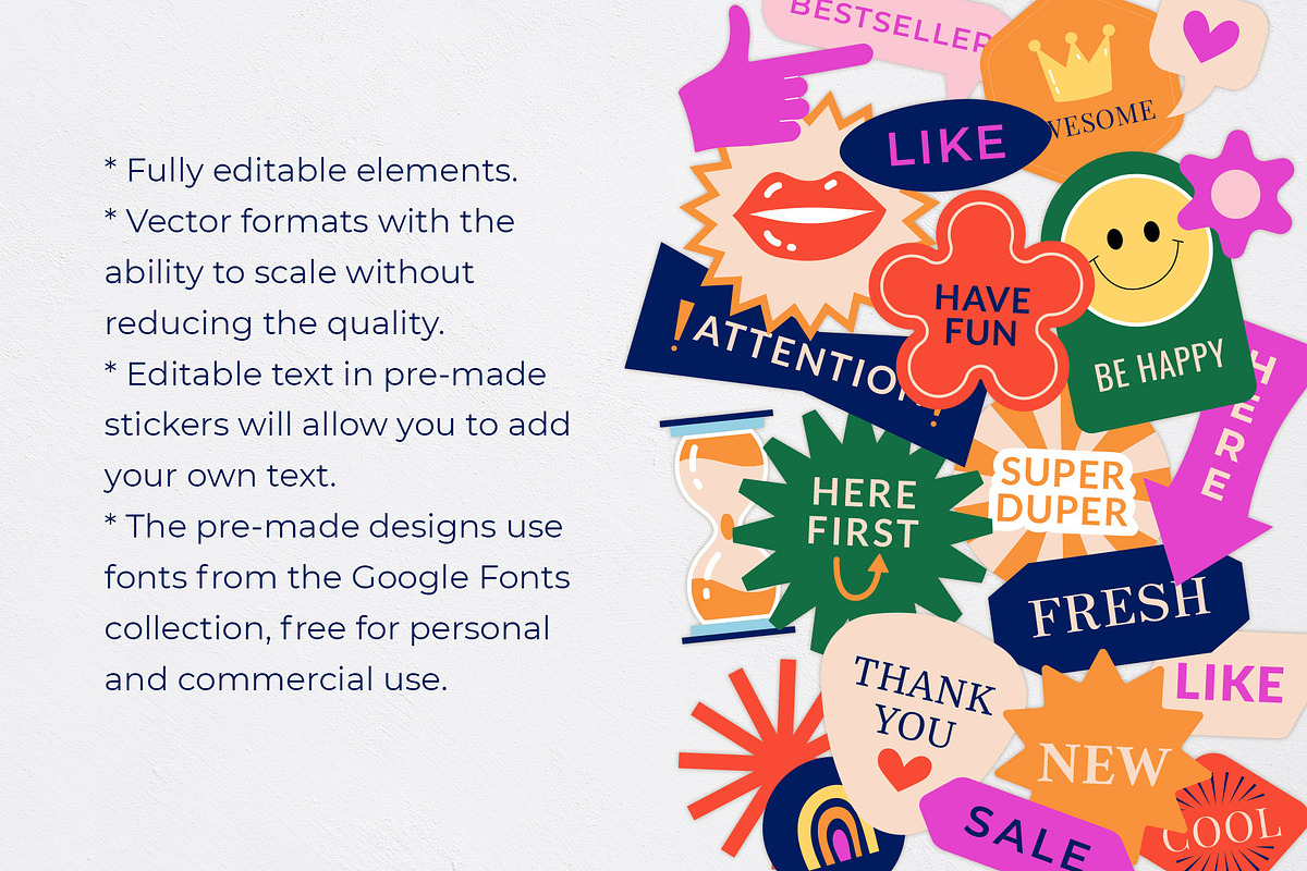 Retro stickers, vector creator, an Object Graphic by Yamurchik (Photo 2 of 8)