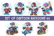 Set of Cartoon Raccoons 02. T-Shirt., an Animal Illustration by KENO Mascots (Thumbnail 1 of 8)